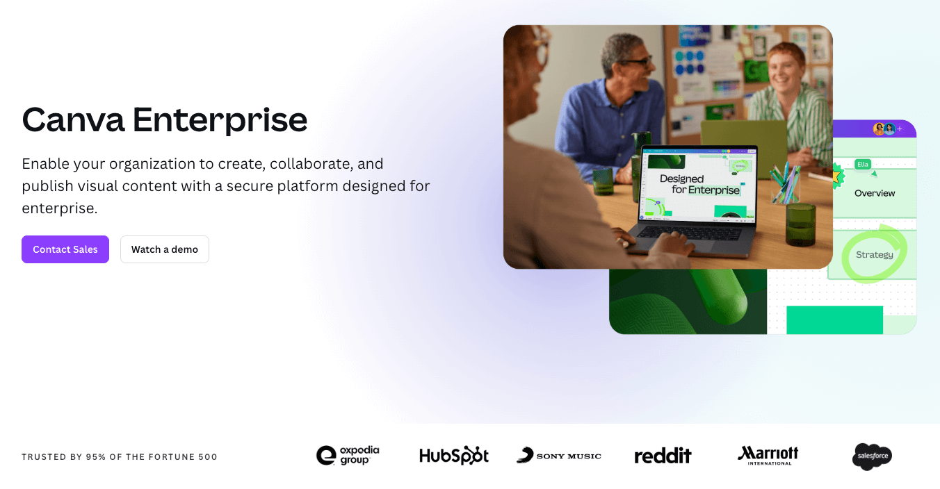 canva saas landing page example