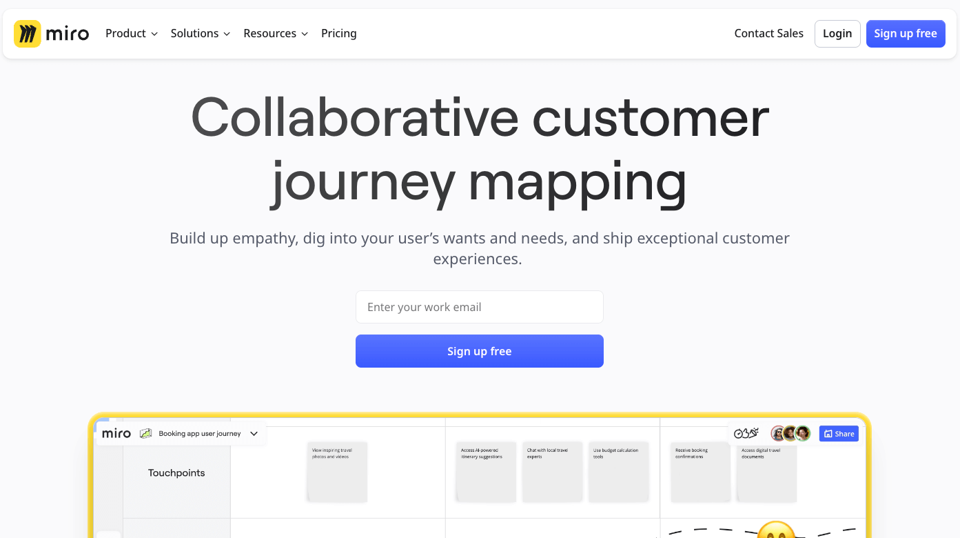 saas landing page example miro
